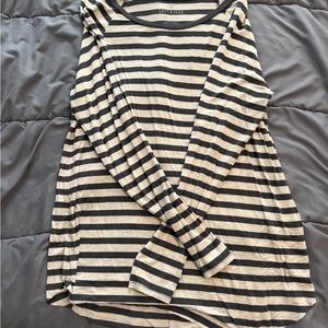 American Eagle Outfitters Black and Cream Striped Long Sleeve Tee